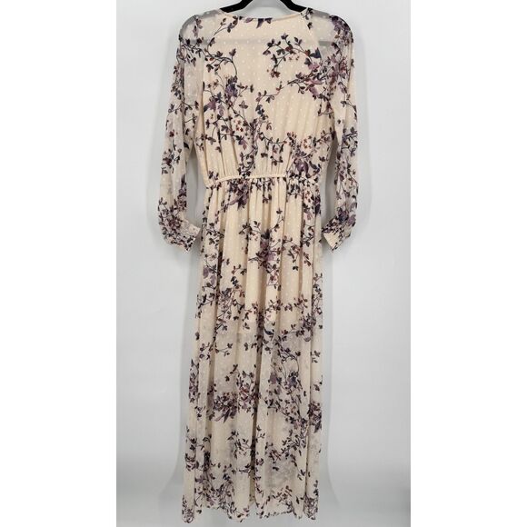Lovestitch Floral Maxi Dress - Cream and Purple - Picture 4 of 7